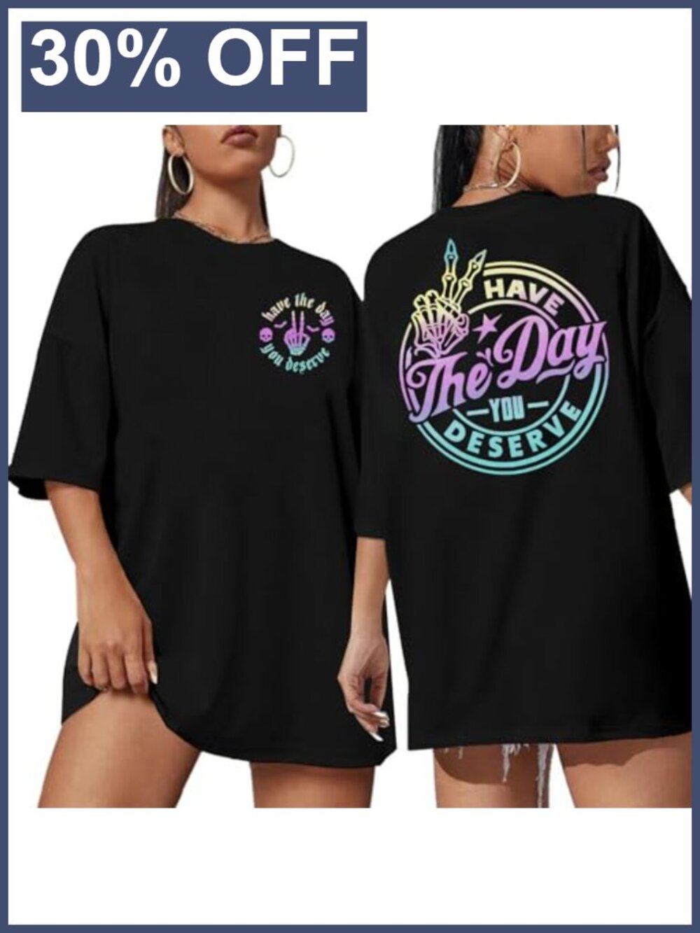 Oversized Skeleton Graphic T-Shirt Funny Inspirational Women Tee Short Sleeve